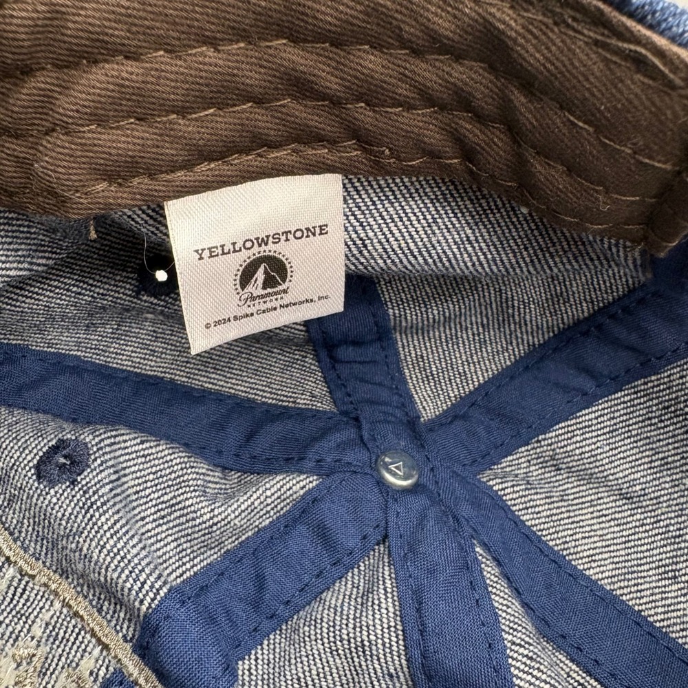 Yellowstone TV Show Denim Baseball Cap Hat Protect The Family Dutton Ranch Blue - Picture 5 of 5